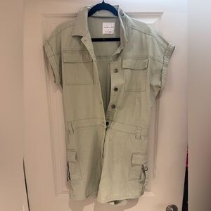 Celebrity Pink Olive Green Utility Romper